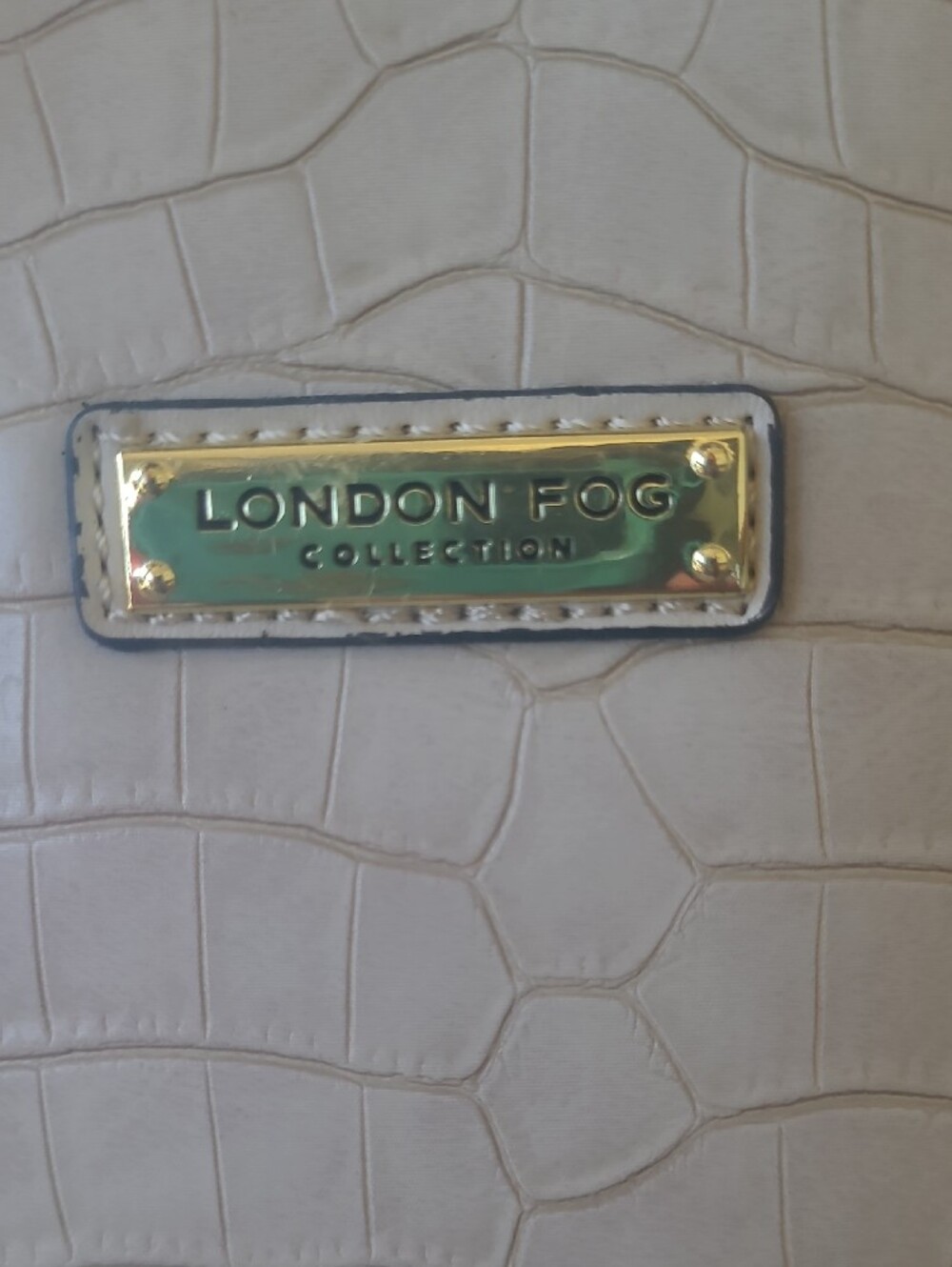 London Fog Cream Croc-Embossed Satchel with Gold Hardware - Picture 2 of 11
